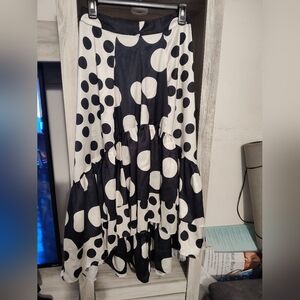 Ina Black & White Polka Dot High-Low Skirt SZ Small Good Condition